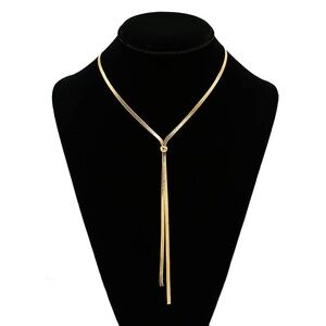 Secret Box Stainless Steel Ball Point T Shaped Herringbone Chain Necklace